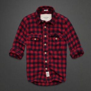 Abercrombie & Fitch Mount Covin Red & Navy Jack Shacket Flannel Shirt